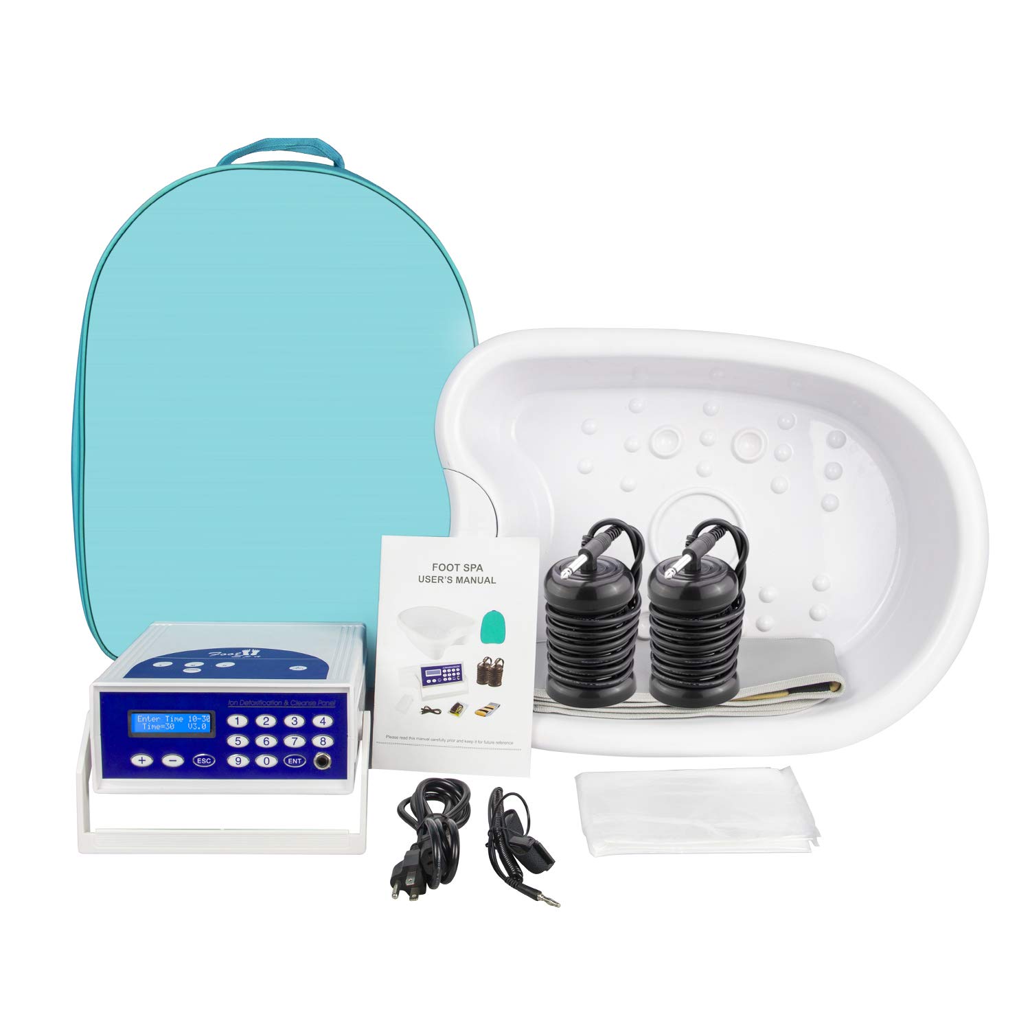 Ionic Detox Foot Bath - Detox Foot Spa, Ionic Foot Bath Detox Machine Chi Cleanse with Tub, Wrist Strap, Far Infrared Waistbelt, 2 Arrays, Blue Bag: Beauty