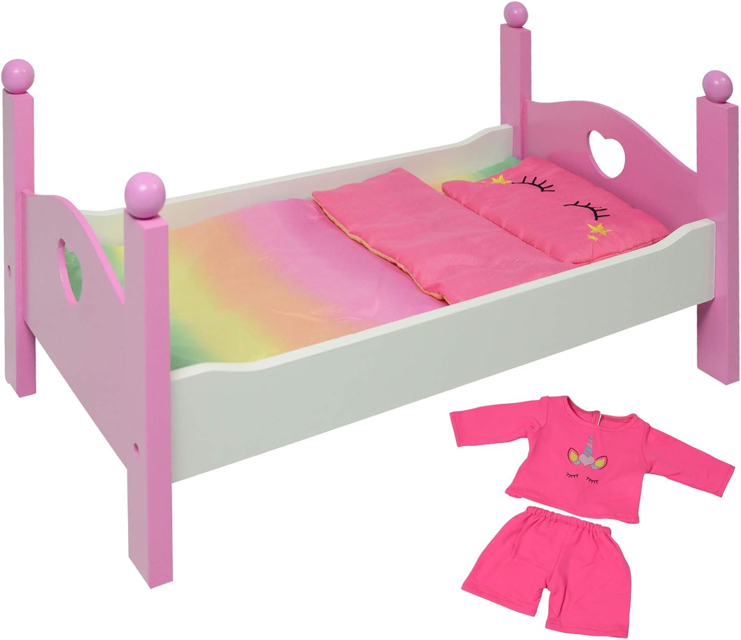 Amazon Com Wooden Doll Bed Fits 18 Inch And American Girl Dolls Toys Games