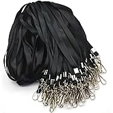 Beebel Black Lanyard Bulk Lanyards for Id Badges Flat Lanyard with Badge Clip Swivel Hook 50 Pack