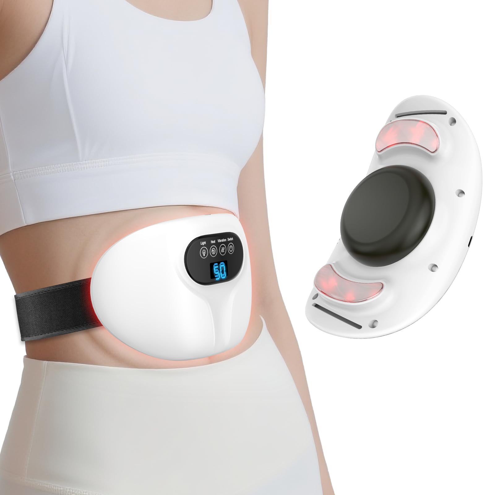 Photo 1 of 3-in-1 Electric Abdominal Massager with Heating Pad, Stomach Massage for Digestion Support, Hot Stone Heating Pad with Vibration, Rechargeable Belly Massager for Abdominal Comfort, Relaxing