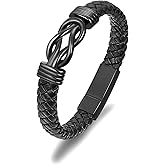 abooxiu Urn Bracelet for Ashes Leather Cremation Bracelet for Human Ashes Stainless Steel Ash Bracelets Memorial Cremation Jewelry Keepsake Bangle for Men