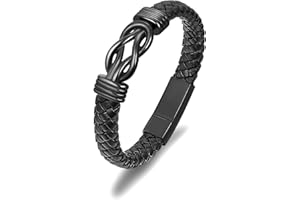 abooxiu Urn Bracelet for Ashes Leather Cremation Bracelet for Human Ashes Stainless Steel Ash Bracelets Memorial Cremation Jewelry Keepsake Bangle for Men