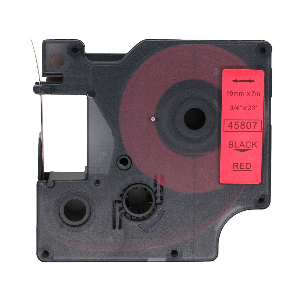 BROVACS 1 Pack Black on Red Label Tape Compatible for DYMO D1 45807 19mm 3/4" OPA2307