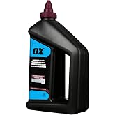 OX Chalk Line Powder Red 2.5 lbs - Permanent Chalk Refill | Level 4 permanence, weatherproof formula, quick-fill nozzle, works on wood, concrete, metal and stone
