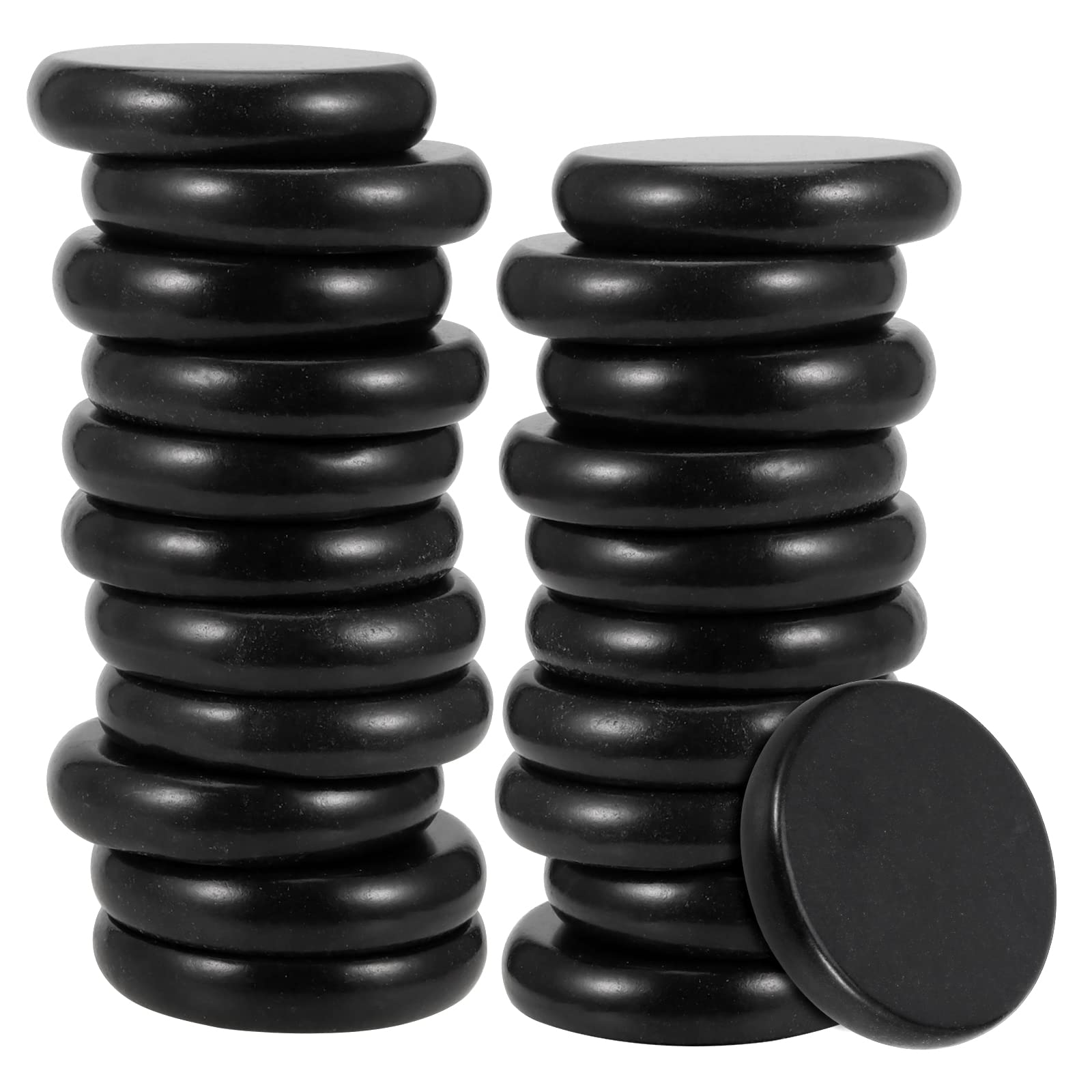 Photo 1 of SINJEUN 22 Pack 3.5 Inch Basalt Massage Stones, Large Basalt Massage Rocks Round Hot Stones for Massage, Essential Massage Supplies for Professional Home Spa, Relaxing, Healing, Pain Relief, Black