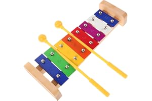 Totority Orff Children S Percussion Instrument 8-Note Metal Wood Xylophone Educational Toy with Musical Notes for Kids to Dev