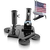 Magnetic Flagpole Holder Compatible with 5th Wheel RV Hitch Campers and Trailers, Black Double Flagpole Design, 180 Degrees Adjustable Angle, RV Flag Pole Mount No Drilling Required for Installation