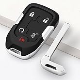 HelloAuto Key Fob Replacement Fit for GMC Acadia 2017-2020, for GMC Terrain 2018-2020 Keyless Entry Remote Start Keyfob Shell 5 Buttons, Self-Programmed Smart Key Fob Cover Case with Chip(HYQ1EA)