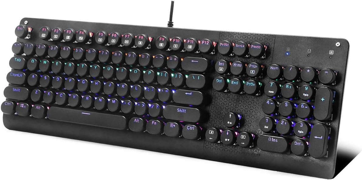 Mechanical Keyboard, E-YOOSO K600 LED Rainbow Backlit Mechanical Gaming Keyboard 104 Key Gamers Keyboard PC Computer USB Wired Gaming Keyboard Blue Switches (Retro): Computers & Accessories
