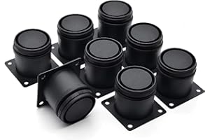 Masendelk 2 Inch Metal Furniture Legs Stainless Steel Adjustable Legs Black Metal Legs Round Cabinet Legs for Coffee Table Cabinet Desk Sofa Shelves, Pack of 8