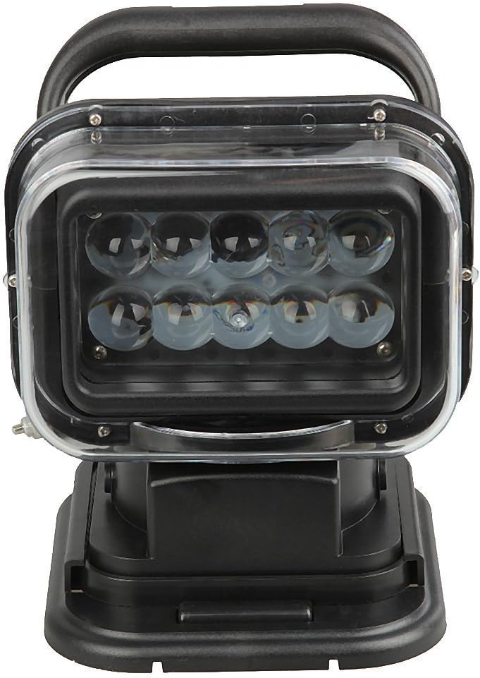 1pcs Black 12v 24v 50w 360 CREE LED Rotating Remote Control Search Work Light Spot for Hummer Jeep Off-Road Vehicles Trucks Car Boat SUV Home Security Emergency Search Lighting: Automotive