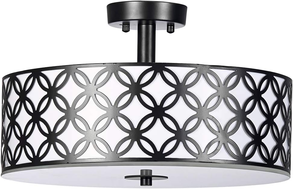 SOTTAE Luxurious Living Room Bedroom Ceiling lamp Black Bronze Glass Diffuser Chrome Finish Flush Mount Ceiling Light,Modern Ceiling Light Fixture 12": Home Improvement