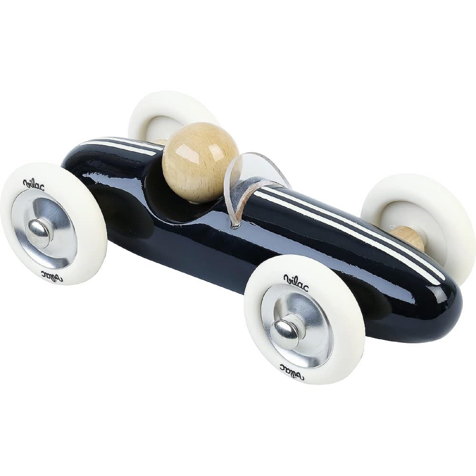 Vilac Vintage Grand Prix Wooden Racing Push and Pull Toy Car, Comes In Lovely Box, Handcrafted In France, 18 x 10 x 7 cm, 2 Years+, Black — image 1