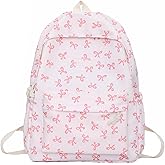 kakarin choyx Classic Cute Bow Tie Printed Backpack 16.9 Inch Kawaii Casual Simple Lightweight Travel Bag For Women Pink
