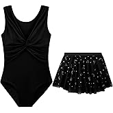 DAXIANG Mesh Front Dance Leotard for Girls Gymnastics Ballet Dress with Removable Tutu Skirt for Toddler Girl Kids 2-10 Years
