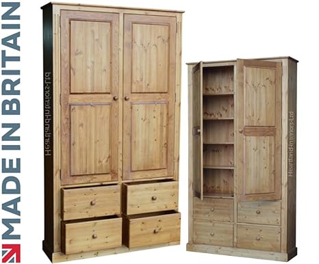Solid Pine Cupboard 7ft X 4ft Handcrafted 4 Drawer Pantry Larder