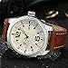 NAVIFORCE Original Genuine Leather Quartz Date Week Waterproof Sport Men Watch 9063 Brown Beige