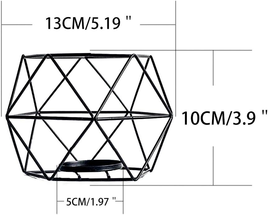 SUJUN Candle Holder for Home Decor Candleholder for Tealight Candle Metal Geometric Candlesticks (1pc Black): Home & Kitchen