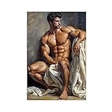 HMLZSJ Nude Muscle Male Torso Portrait Art Gay
