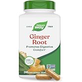 Nature's Way Ginger Root Capsules,1,100 mg per Serving, Vegan, 240 ct | Non-GMO Project Verified Ginger Supplement for Digestive Comfort and Motion-related Nausea Support*, 240 Capsules