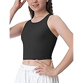 Ewedoos Girls Tank Tops Double Lined Crop Tops for Kids Sleeveless High Neck Racerback Dance Tops for Girls Athletic