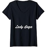 Womens Lady Gaga Official Script V-Neck T-Shirt