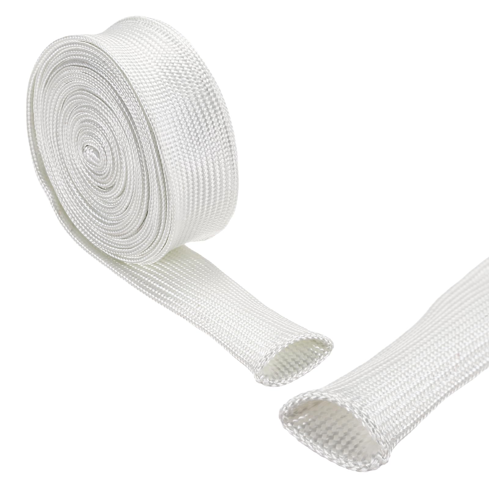 Uxcell PET Expandable Cable Sleeve – 25ft, 3/4” Diameter, White, Braided Cord Organizer For Wires, Home Theater & Office