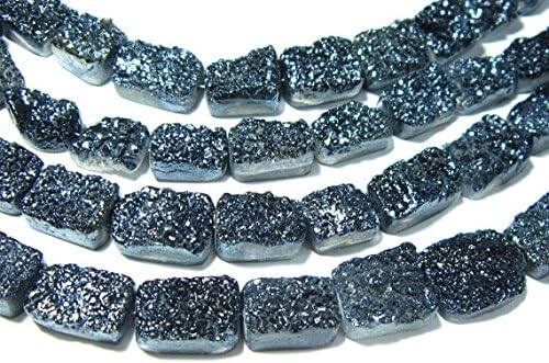 1/2 Strand -Black Druzy Big Rectangular Shape Straight Drilled -Stones measure- 10x15-15x18mm
