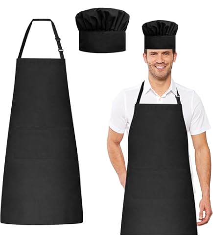 Hyzrz Delantal De Chef, Ajustable, Color Negro, Delantales De