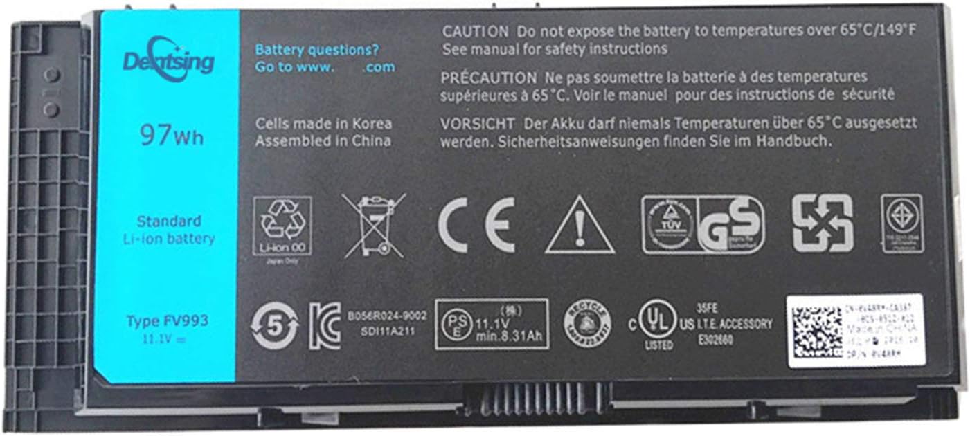 Amazon Com Dentsing Fv993 Battery For Dell Precision M4600 M4700 M4800 M6600 M6700 M6800 Laptop Battery 9 Cell 97wh Fv993 Fjj4w Computers Accessories