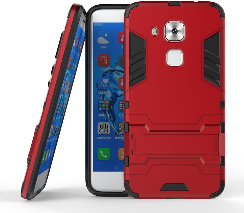 HUAWEI Nova Plus Heavy Duty Case DWaybox 2 in 1 Hybrid Armor Hard Back Case Cover with kickstand for HUAWEI Nova Plus / G9 Plus / Maimang 5 5.5 Inch (Marsala Red)