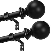 2 Pack Curtain rod for Windows 24 to 48 Inches, 5/8 Inch Small Matte Black Curtain Rod Adjustable with Brackets Pole Rideau f