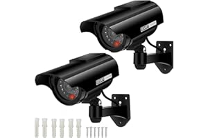 AlfaView Fake Dummy Imitation CCTV Security Camera, Fake Solar Powered Surveillance Camera with Flashing LED Light Bullet Sha