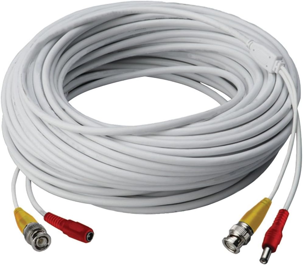 100ft White BNC Video Power Cable For Lorex CCTV Cameras - High Quality CCTV Cable