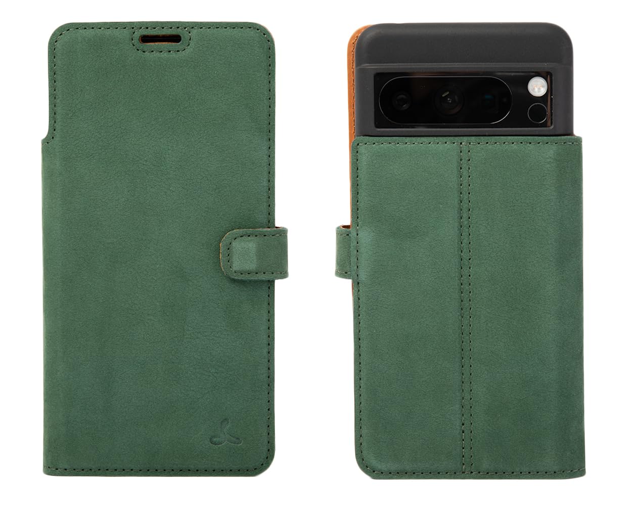 Snakehive Leather Wallet Phone Case for Google Pixel 8 Pro - Genuine Leather with Viewing Stand & 3 Card Holder - Flip Folio Cover with Card Slot (Green)