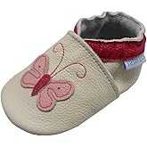 YIHAKIDS Baby Leather Shoes Soft Sole First Walking Moccasins Infants Toddler Boys Girls Crawling Slippers Slip-on Shoes with Elastic Ankle