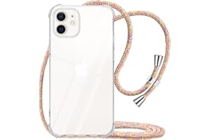 YESPURE Crossbody Case for iPhone 12 Mini 5.4 inch,Phone Case for iPhone 12 Mini, Clear TPU Soft Case for iPhone 12 Mini Holder with Neck Cord Lanyard Strap-Clear - Rainbow Yellow
