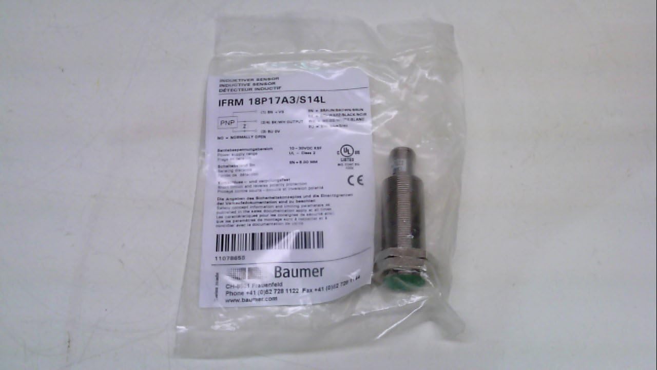 Baumer Ifrm 18P17a3/S14l, Proximity Switch, Connection Size: M12, Ifrm 18P17a3/S14l