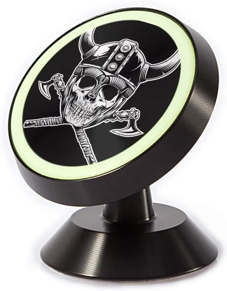 Tinmun Magnetic Phone Car Mount, Vikings Skull Warrior Emblem Evil Universal Car Phone Holder for Dashboard