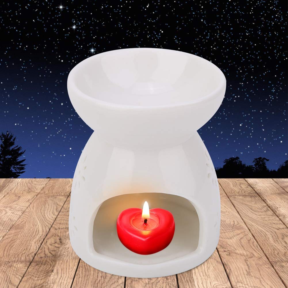 Regun Night Fragrance Lamp - Night Fragrance Lamp Ceramic Essence Oil Burner Candle Incense Aromatherapy Stove(flower)