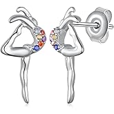 Daixiya 925 Sterling Silver Gymnastics Stud Earrings - Jewelry Gifts for Gymnasts and Players