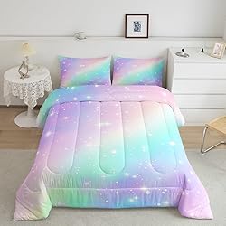 Erosebridal Rainbow Comforter Set Twin Girls Ombre