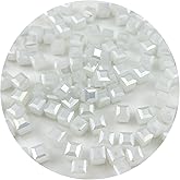 Mulutoo 100Pcs 6MM Glass Cube Crystal Beads - Square Faceted Glass Beads with Hole Spacer for Bracelets, Necklace, Earring Making Supplies (26-White Jade AB)