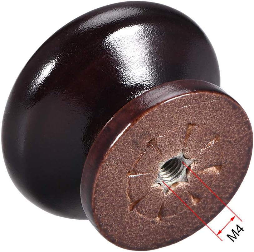 sourcing map Round Wood Knobs,12Pcs 34mm Dia Cabinet Furniture Kitchen Pulls Handles for Dresser Drawer Wardrobe Dark Brown - Image 4