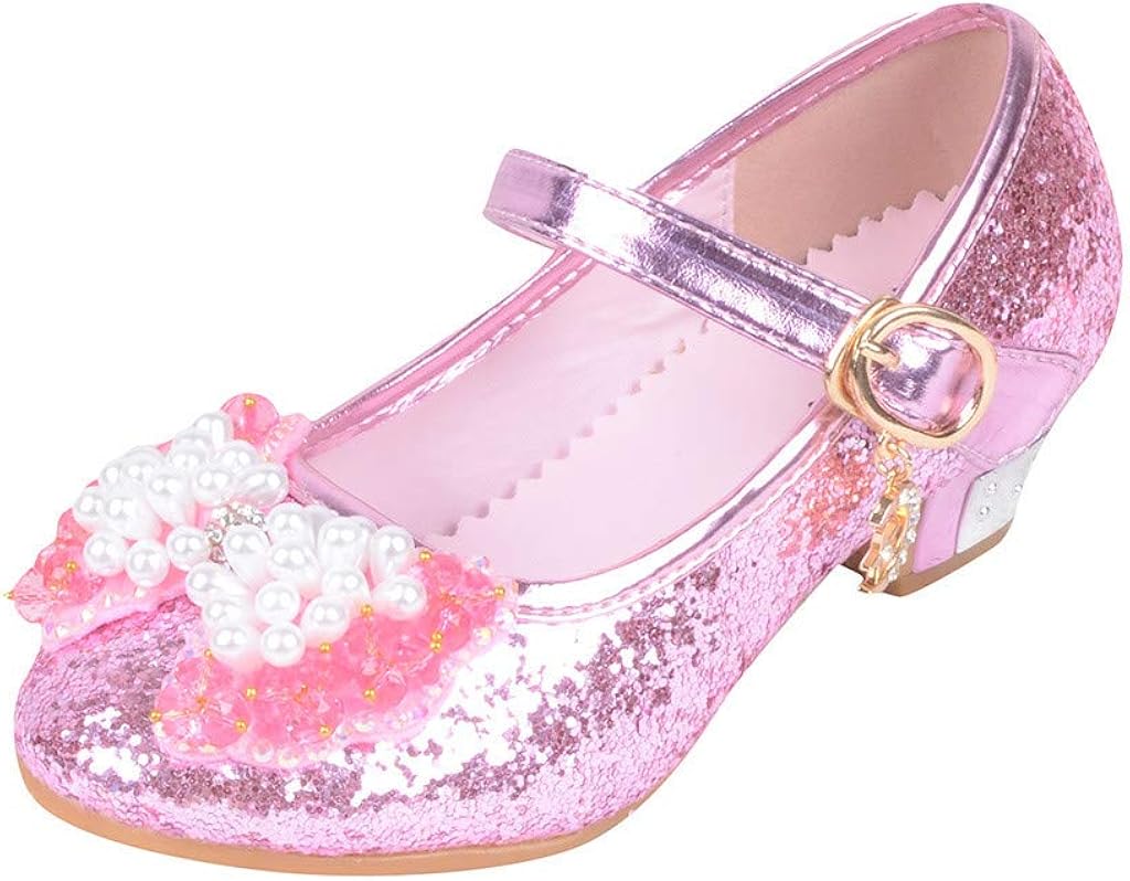 WOZOW Kids Glitter Block Heels Party Wedding Shoes for 3-12 Years Old ...