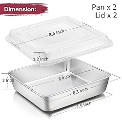 P&P CHEF Square Baking Cake Pan with Lid, Stainless