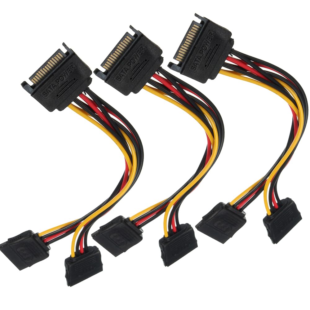 baolongking 3PCS SATA Y Splitter 15Pin Sata Male to Dual Female Cable Power Splitter Wire Lead for HDD SSD Hard Drive