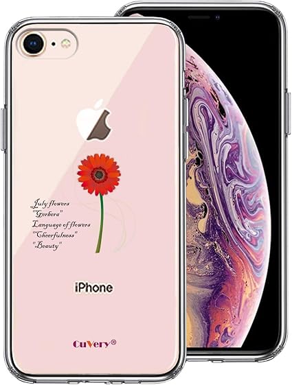 Amazon Iphone 各機種 対応 Cuvery Iphone7 Iphone8 兼用 側面ソフト Tpu バンパー 背面ハード ハイブリッド クリア 透明 ケース 衝撃分散 ワイヤレス充電対応 レンズ 液晶 カメラ 保護 誕生花 7月生まれ 花 一輪花 ガーベラ 花言葉 付き デザイン スマホ