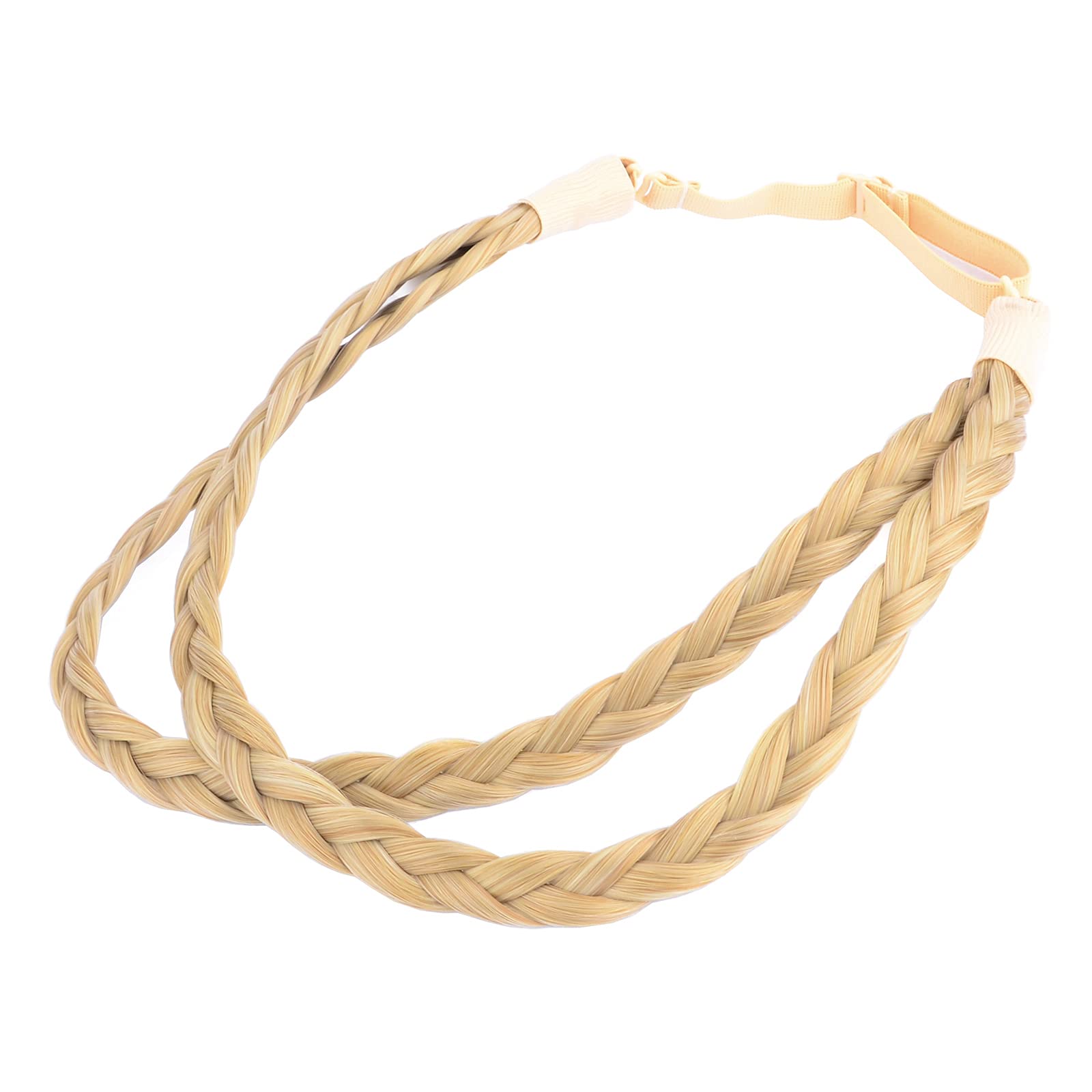 BOBIYA Double Three Strand Synthetic Hair Braided Headband Plait Headband for Women Girl (Honey Blonde)