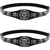alisikee 2PCs Punk Faux Leather Skulls Leg Garter, Elastic Rock Thigh Garters Belt for Women Halloween Parties